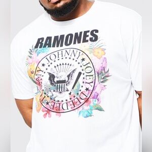 The Ramones Floral Boohoo Plus White Big and Tall Graphic Tee